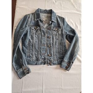 Vintage Vtg Old Navy Womens Distressed Denim Jacket Coat Small Blue Jean